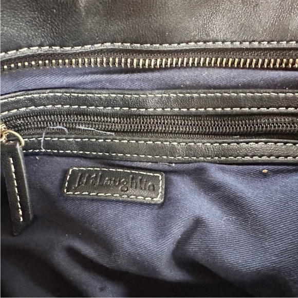 J McLaughlin Black Leather Suede Large Travel Tote Bag - Picture 4 of 9